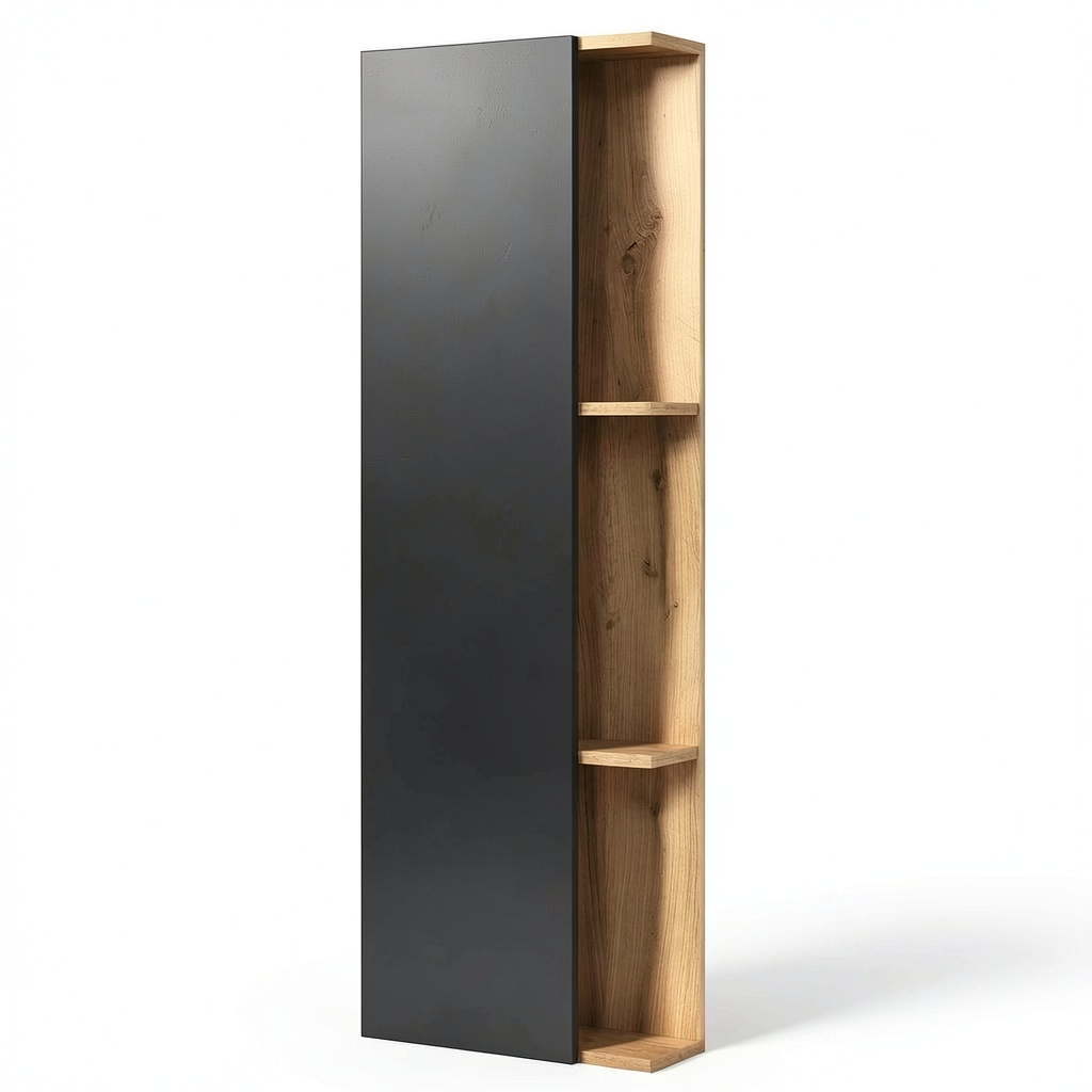 Armoire, en chêne, coloris anthracite et doré, pour la chambre
