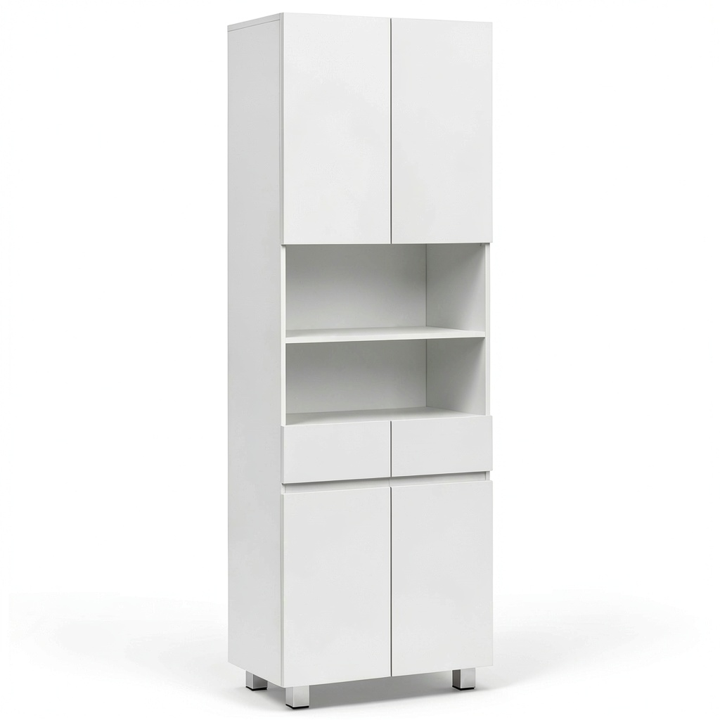 Armoire, réglable, avec rangement, avec tiroirs, coloris blanc, 30 x 60 x 180 cm, pour la chambre