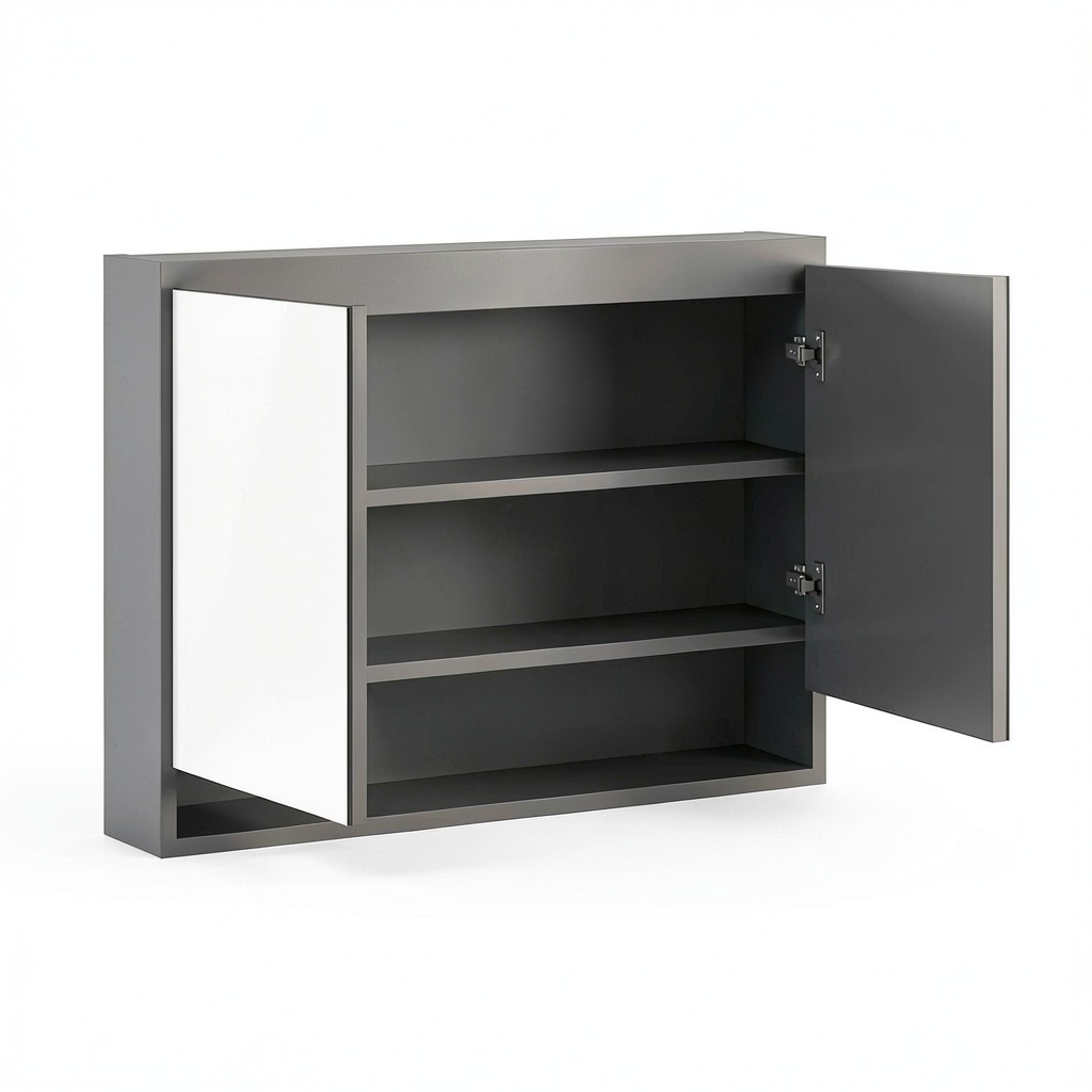 Armoire, en panneaux de bois, coloris gris, pour la chambre
