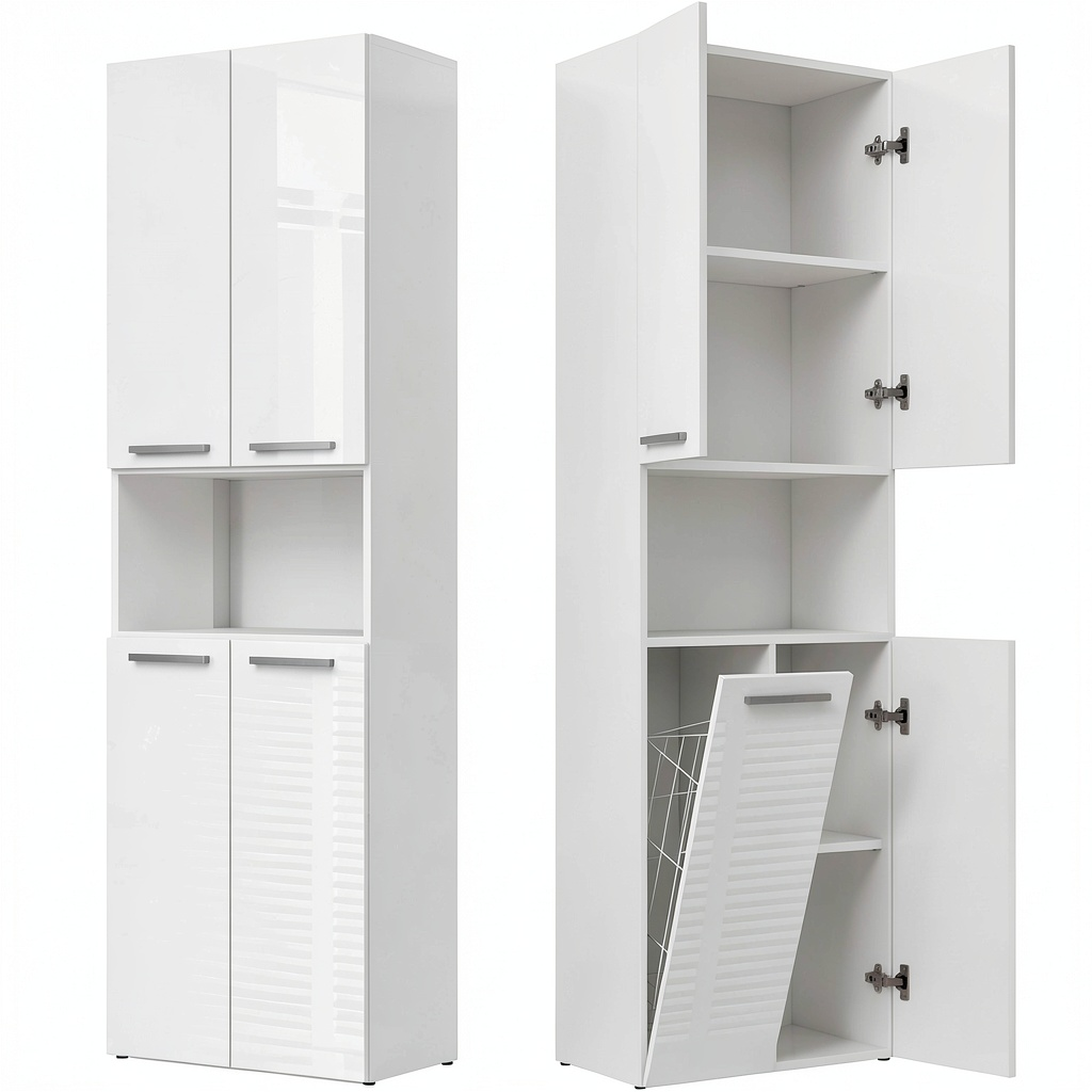 Armoire, réglable, avec rangement, avec portes, coloris blanc, 60 x 30 x 174 cm, pour la chambre