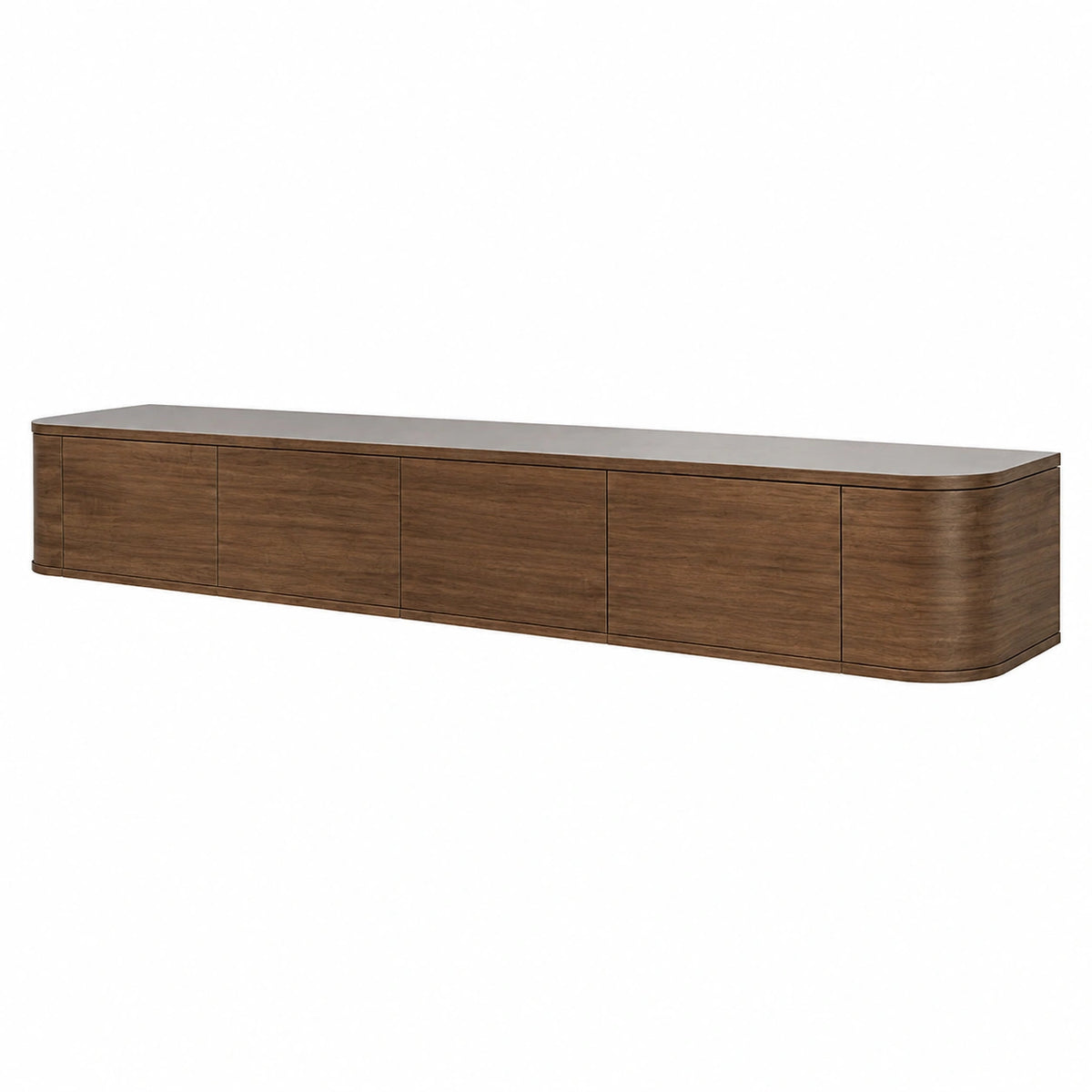 Meuble TV, avec éclairage LED, en bois massif et noyer, pour le salon