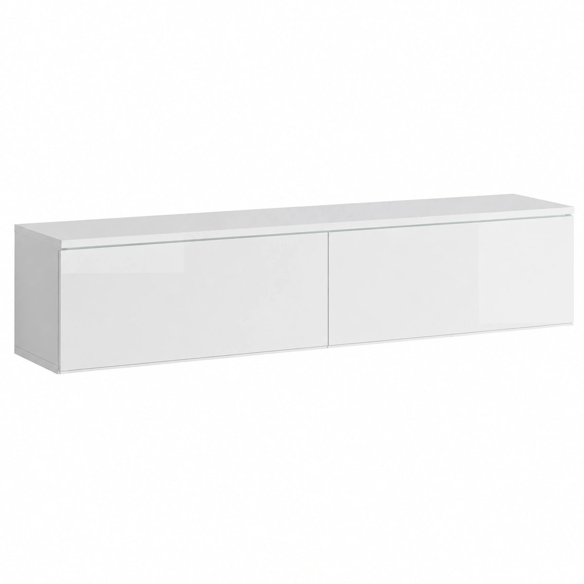Meuble TV, avec éclairage LED, coloris blanc, pour le salon