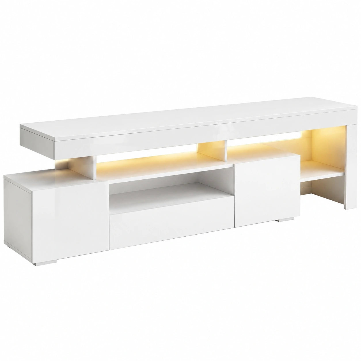 Meuble TV, coloris blanc, 192 x 37 x 53 cm, pour le salon