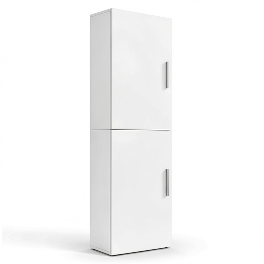Armoire, réglable, avec étagères, avec portes, coloris blanc, 40 x 30 x 160 cm, pour la chambre