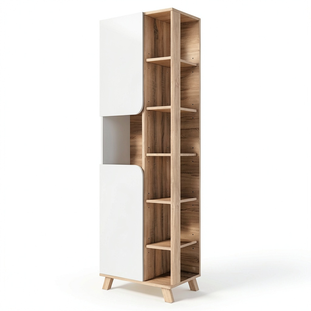 Armoire, avec rangement, avec portes, coloris blanc, 50 x 175 cm, pour la chambre