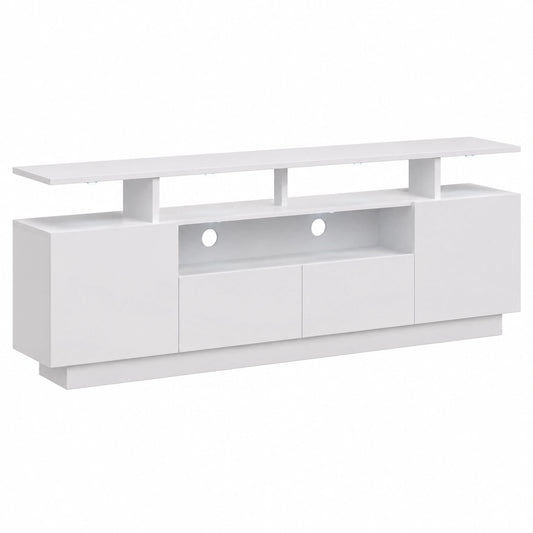 Meuble TV, avec rangement, coloris blanc, pour le salon