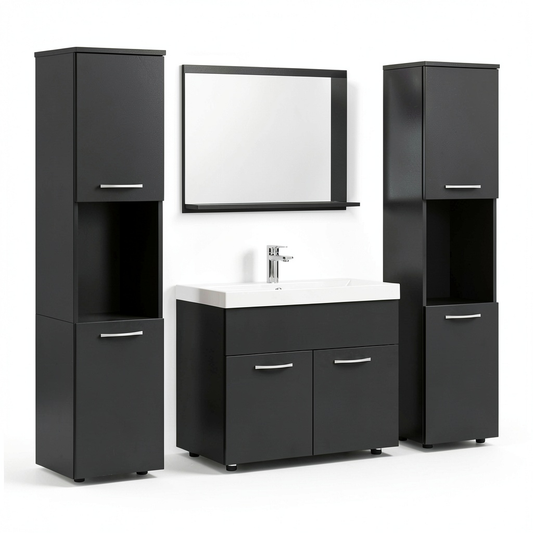 Armoire, avec rangement, coloris noir, pour la chambre