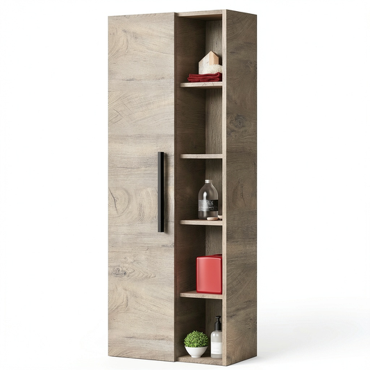 Ensemble de meubles de salle de bain, avec étagères, avec portes, en chêne, pour la salle de bain