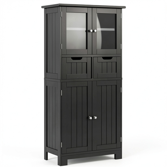 Armoire, réglable, avec rangement, avec tiroirs, coloris noir, 30 x 60 x 128 cm, pour la chambre