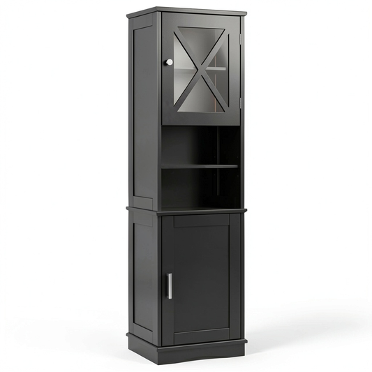 Armoire, réglable, avec rangement, avec étagères, coloris noir, 30 x 40 x 170,5 cm, pour la chambre