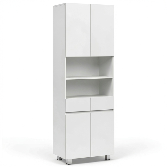 Armoire, réglable, avec rangement, avec tiroirs, coloris blanc, 30 x 60 x 180 cm, pour la chambre