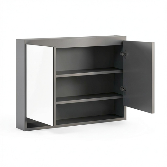 Armoire, en panneaux de bois, coloris gris, pour la chambre