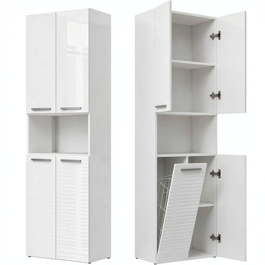 Armoire, réglable, avec rangement, avec portes, coloris blanc, 60 x 30 x 174 cm, pour la chambre