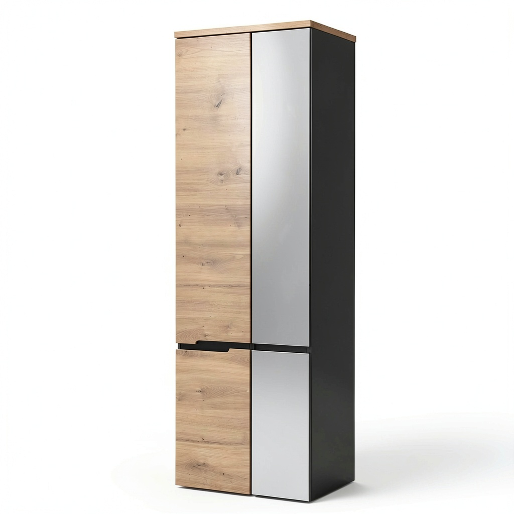 Armoire, avec portes, en chêne, coloris gris, pour la chambre