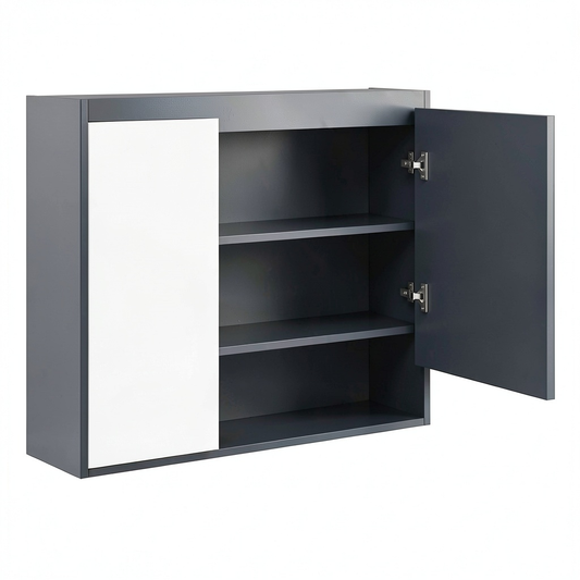 Armoire, en panneaux de bois, coloris gris, 80 x 15 x 60 cm, pour la chambre