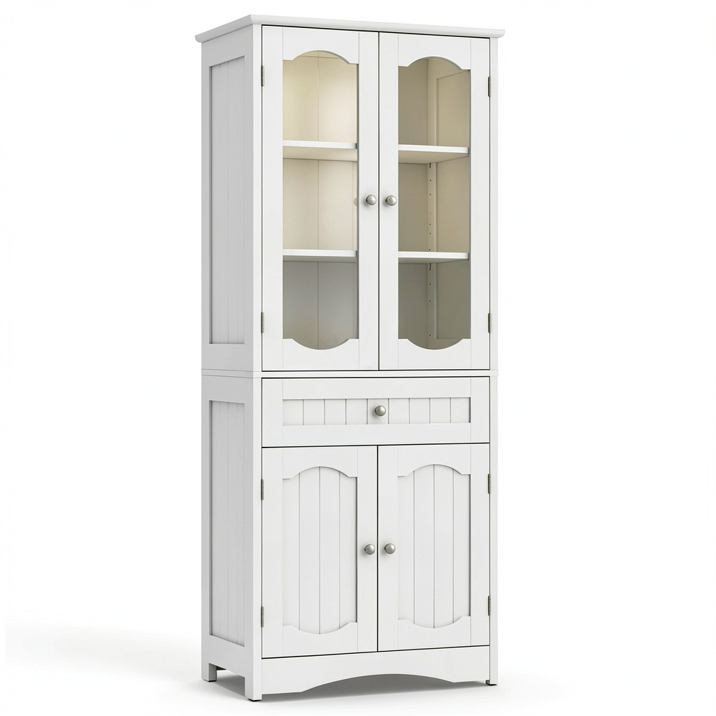 Armoire, réglable, avec rangement, avec tiroirs, en verre, coloris blanc et transparent, pour la chambre