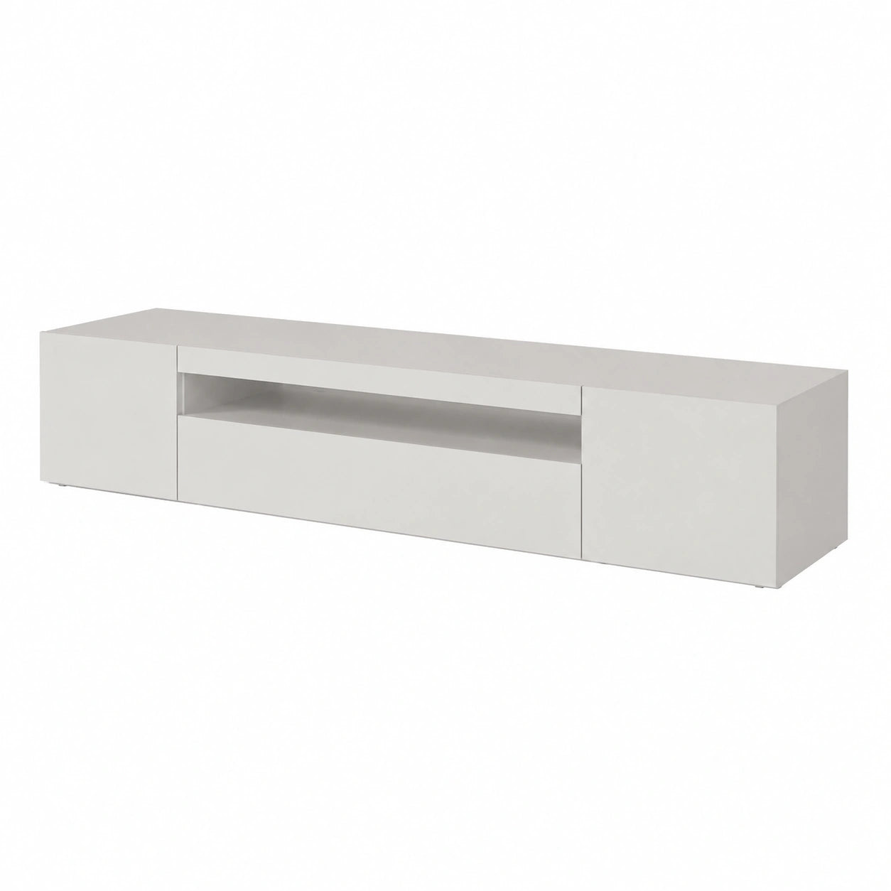 Meuble TV, avec portes, coloris blanc, pour le salon