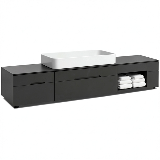 Armoire, avec étagères, en aluminium, coloris noir, pour la chambre