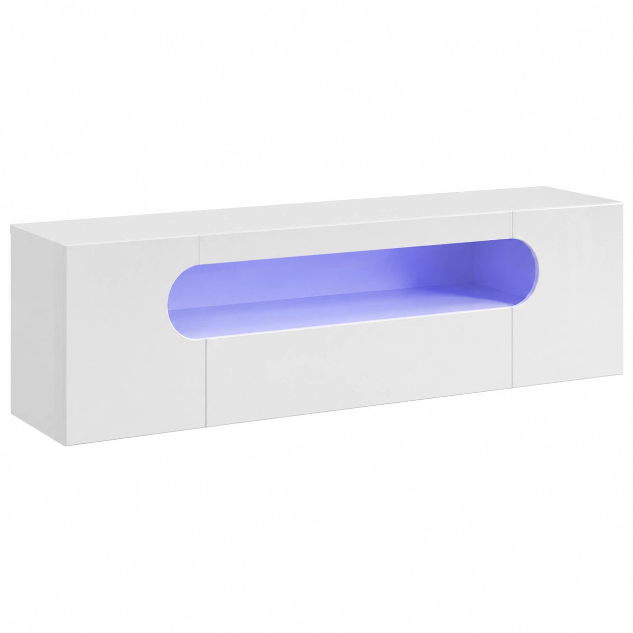 Meuble TV, avec rangement, coloris blanc, pour le salon