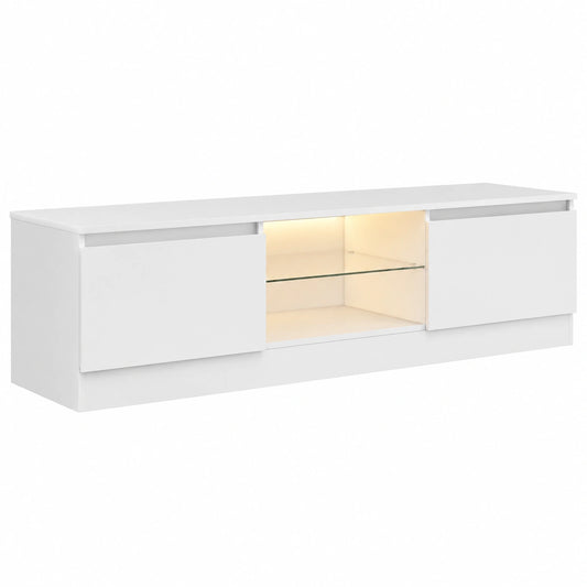 Meuble TV, avec portes, coloris blanc, pour le salon