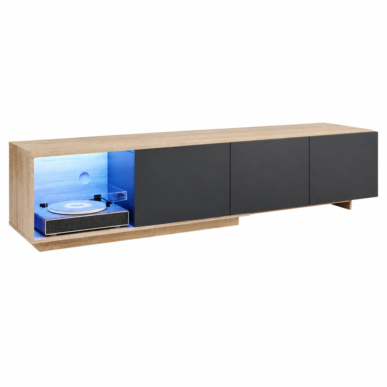 Meuble TV, extensible, avec tiroirs, coloris noir, pour le salon